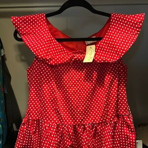 NWT Lindy Bop Flare retro dress size L- Red Polka Dot